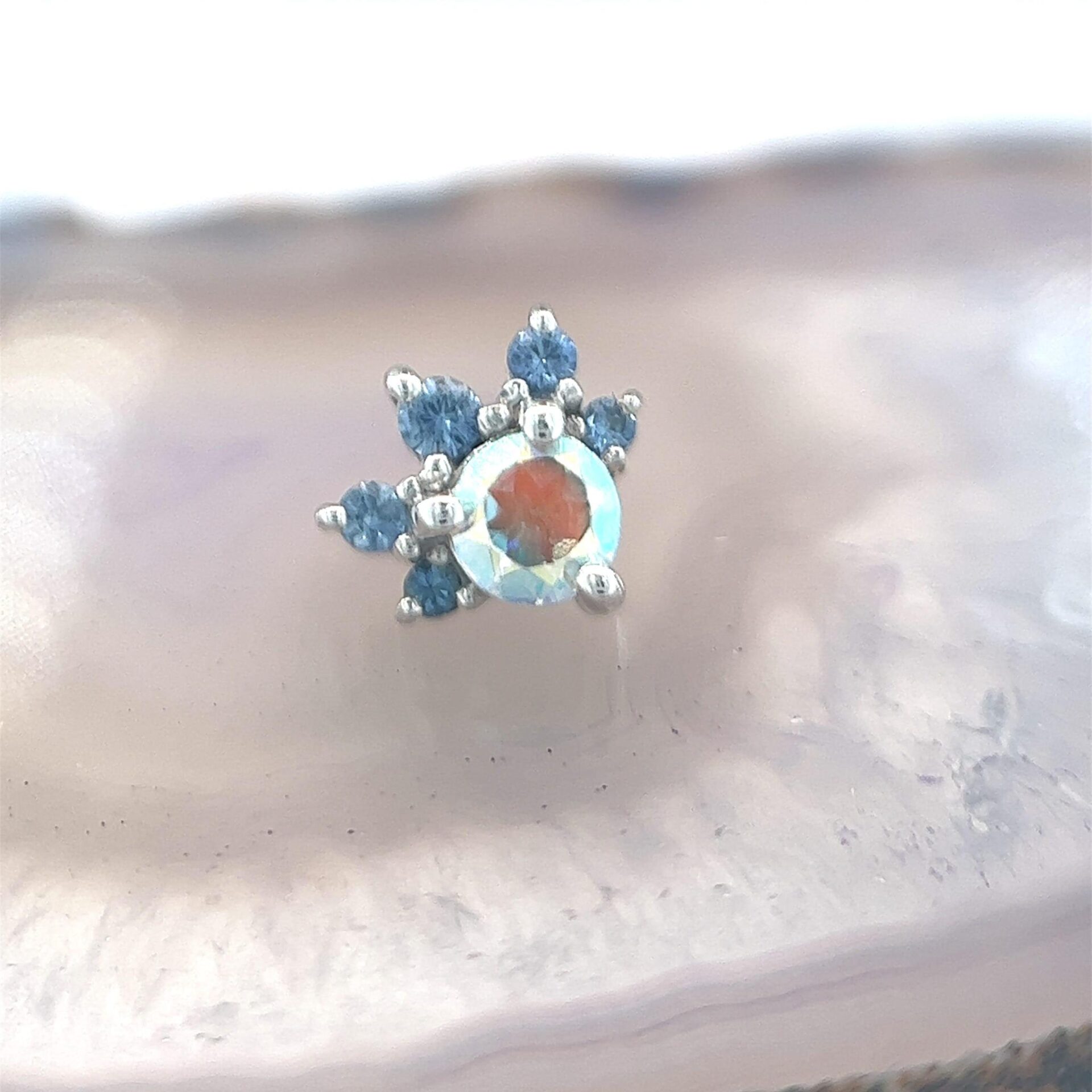 Anaya 1mm, 1.25mm, 1.5mm Polar Sapphire & 3mm Mercury Mist Topaz 14k White