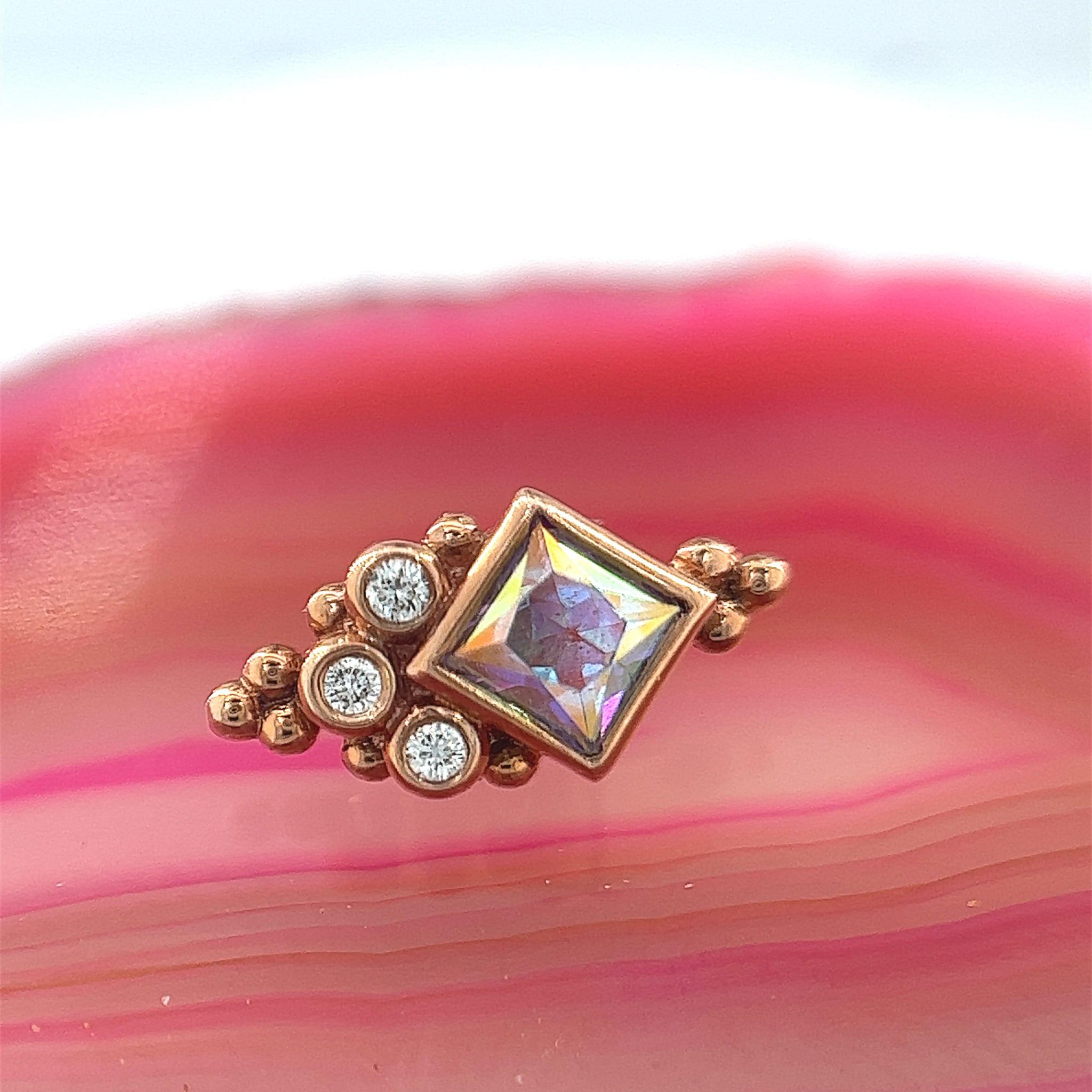 Sarai Princess 3mm Mercury Mystic & 1mm Diamond 14k Rose