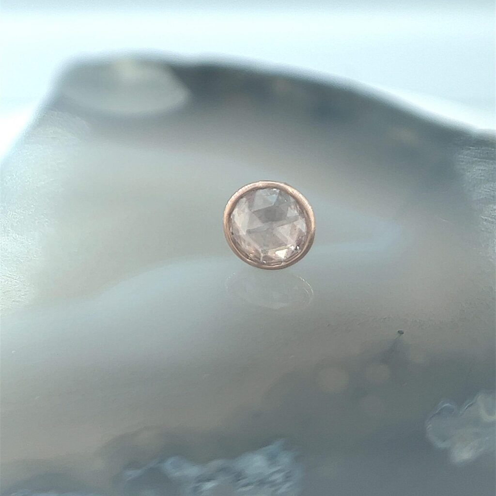 Round Cup 3mm Rose Cut Diamond 14k Rose