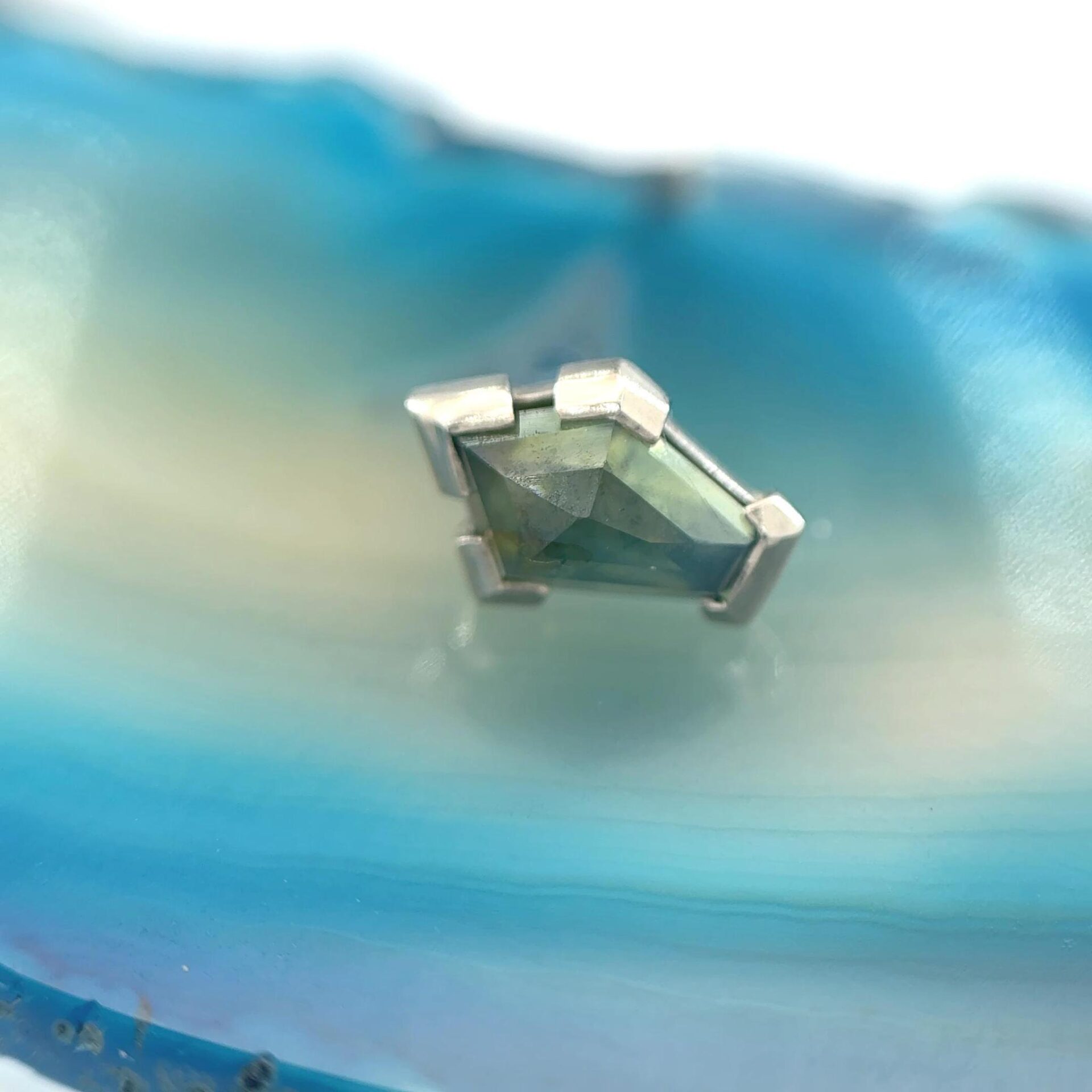 Geometric Cut 7.4mm x 4.8mm Blue Sapphire 14k White